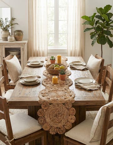 Natural Braided Jute Table Runner Rug