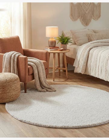 Sea Salt White Jill Zarin Shaggy Chic Round Rug