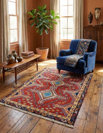 3' 5 x 4' 11 Hand Knotted Yalameh Persian Wool Rug