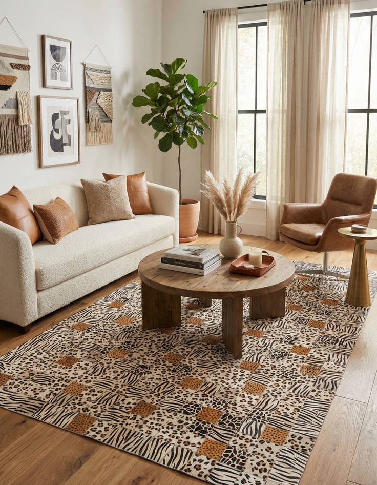 Detail image of 5' 1 x 8' Cowhide Stocks Rug