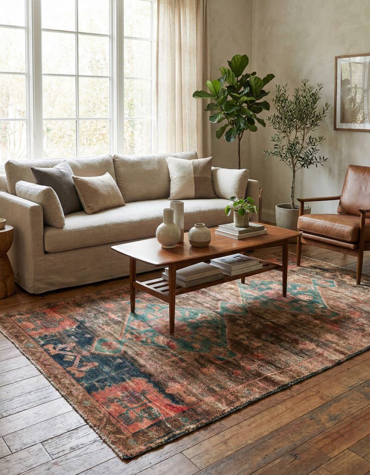 Detail image of 3' 8 x 6' 10  Hand Knotted Ultra Vintage Persian Wool Rug