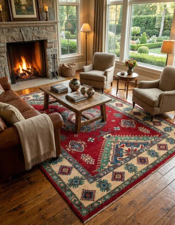 6' 8 x 9' 8 Hand Knotted Kazak Rug
