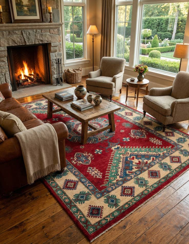 Detail image of 6' 8 x 9' 8  Hand Knotted Kazak Rug