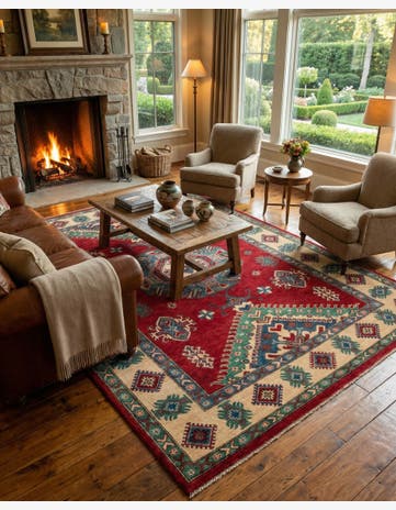 6' 8 x 9' 8 Hand Knotted Kazak Rug