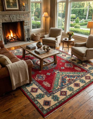 6' 8 x 9' 8 Hand Knotted Kazak Rug