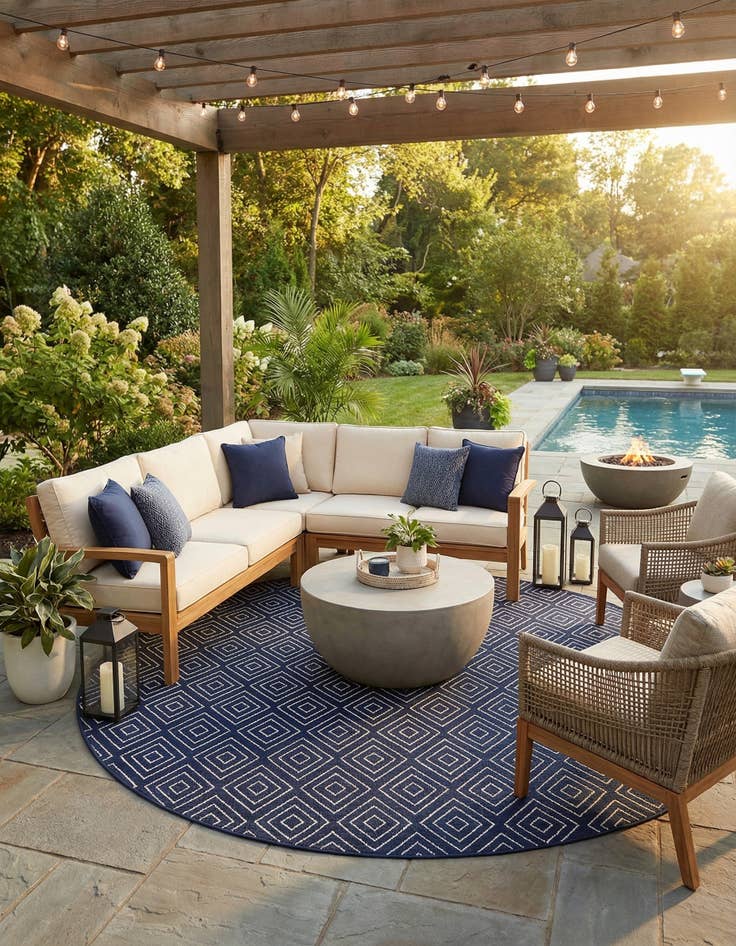 Detail image of 10' x 10'  Washable Sabrina Soto Indoor / Outdoor Round Rug