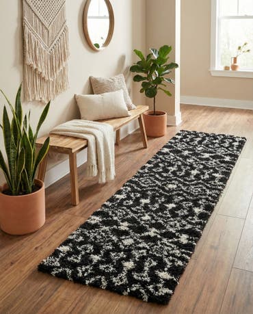  2' x 8' Moroccan Trellis Shag Runner Rug