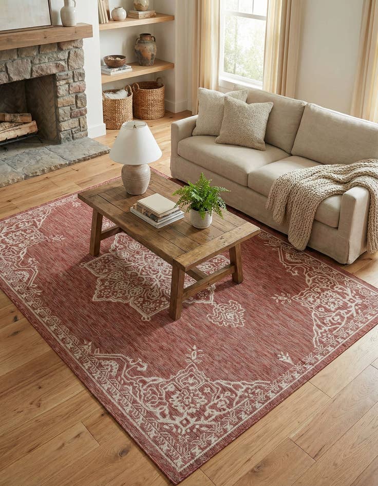 Detail image of  6' x 9'  Washable Traditional Indoor / Outdoor Rug