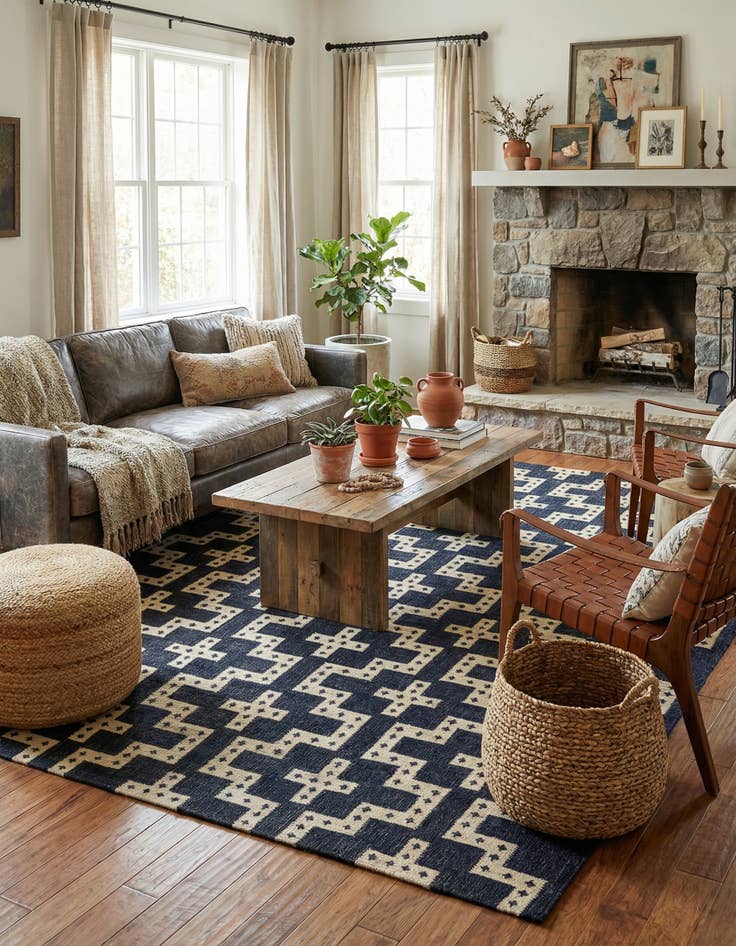 Detail image of 9' x 12' Hand Woven Kilim Wool Rug
