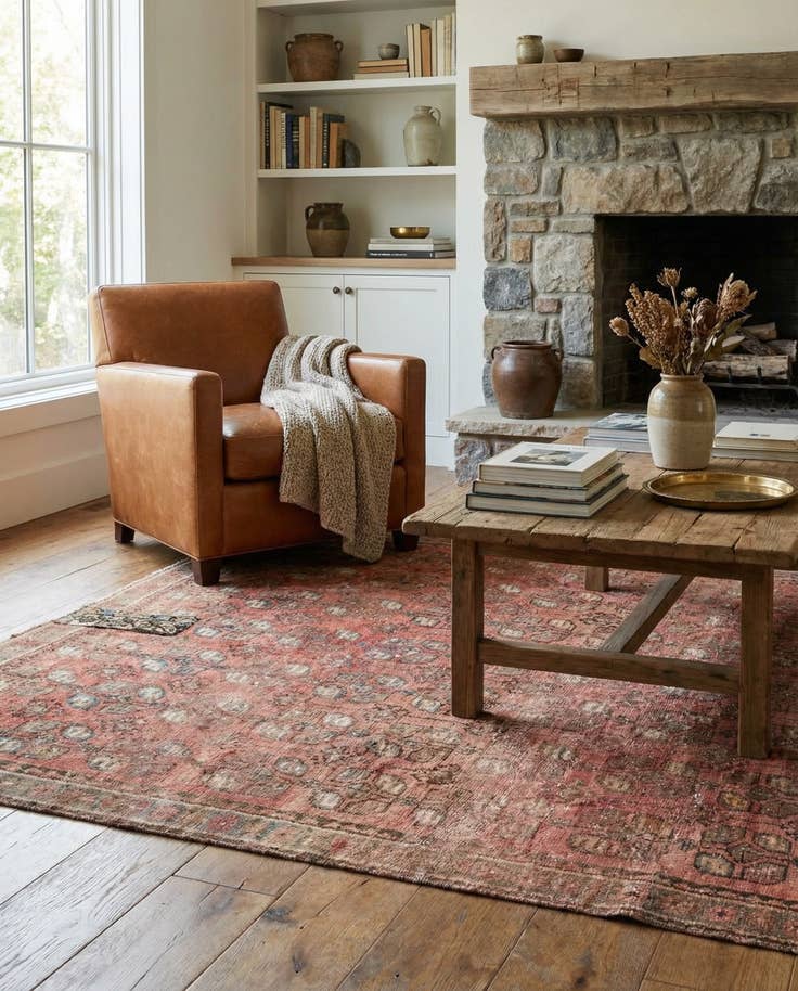 Detail image of 4' 10 x 8' 9 Hand Knotted Ultra Vintage Persian Wool Rug