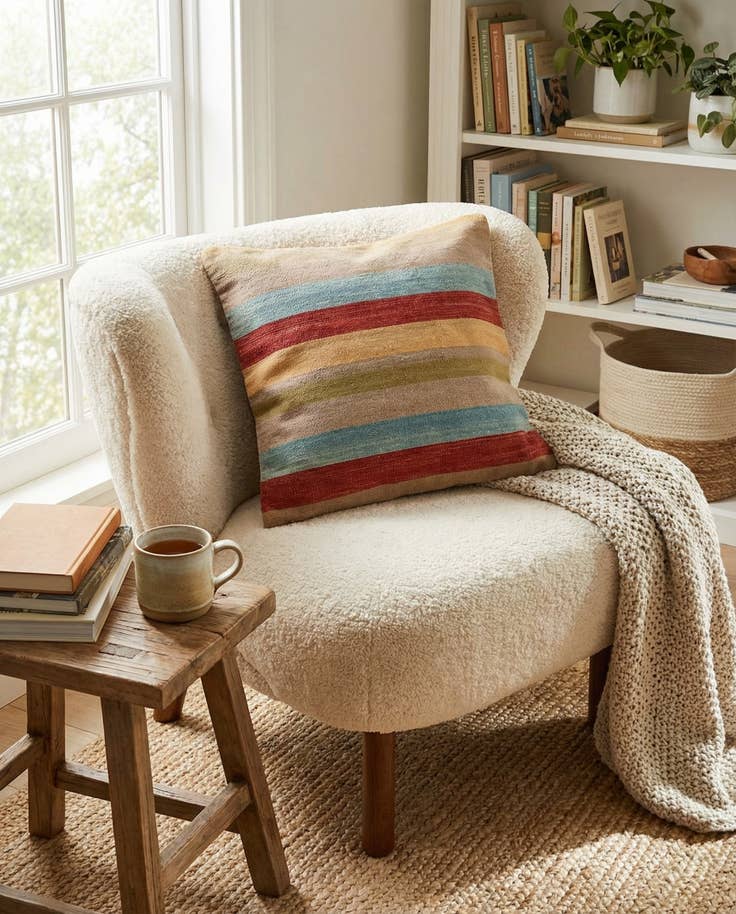 Detail image of 2' 5 x 2' 5 Hand Woven Pillow Wool Square Rug
