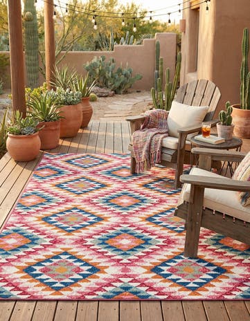 4' x 6' Easy-Clean Southwestern Indoor / Outdoor Rug