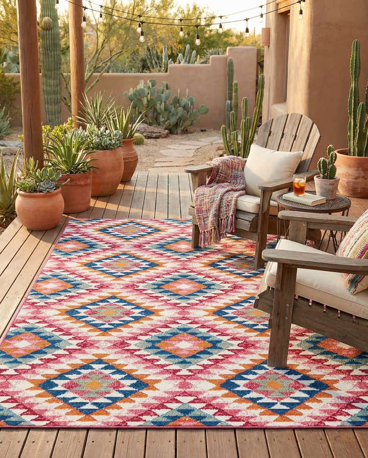 4' x 6' Easy-Clean Southwestern Indoor / Outdoor Rug