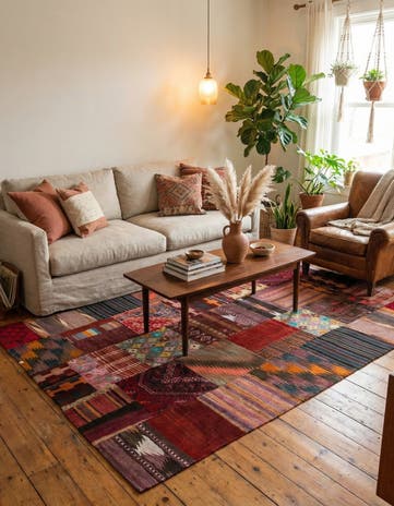 5' 7 x 8' 1 Hand Woven Kilim Patchwork Wool Rug