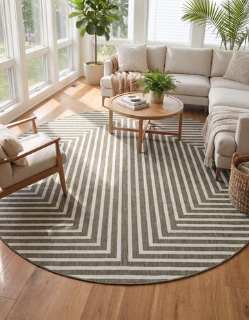 13' x 13' Easy-Clean Modern Indoor / Outdoor Round Rug