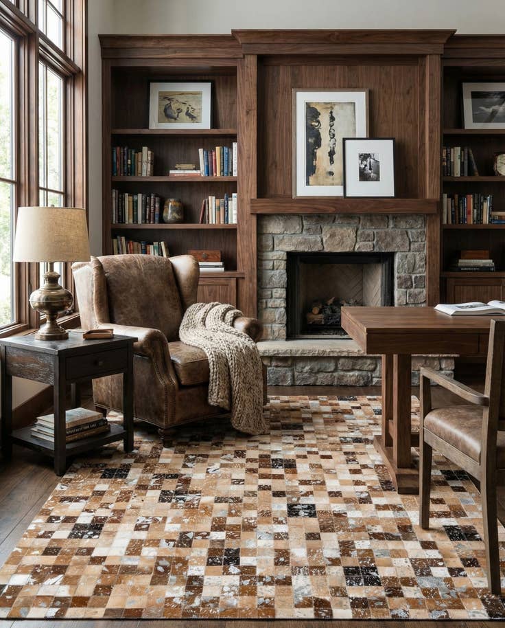 Detail image of 5' 2 x 7' 6 Cowhide Stocks Rug