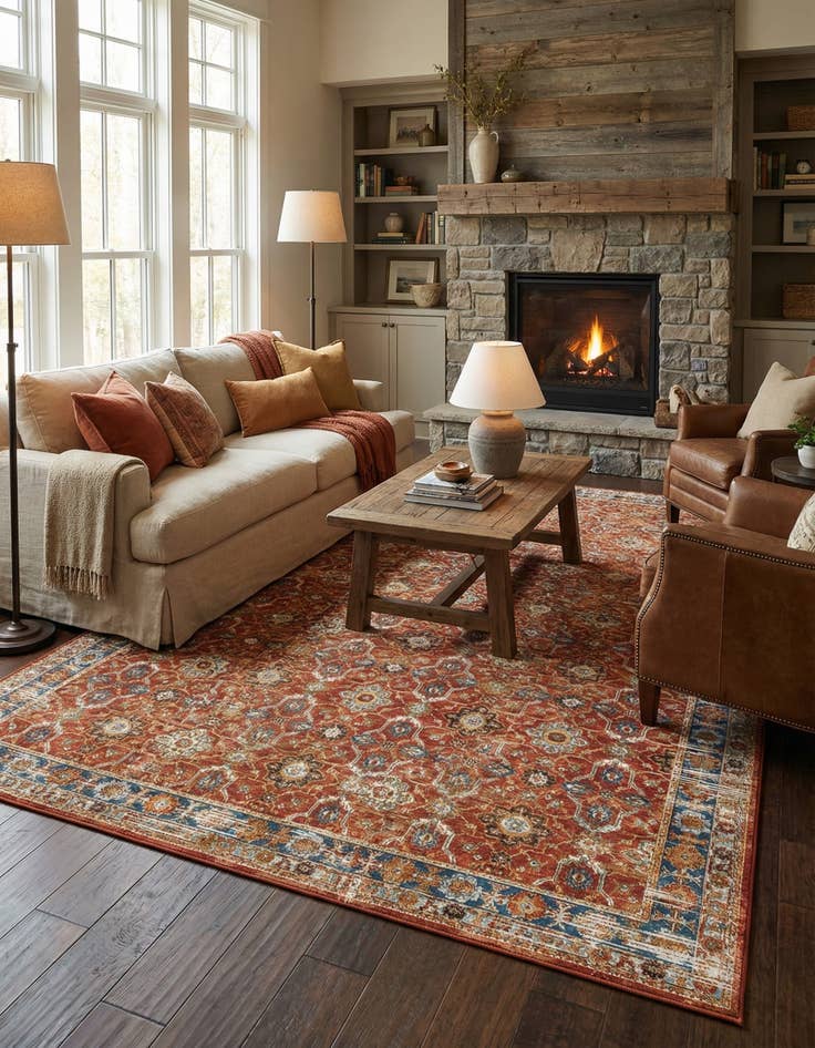 Detail image of 10' x 14' Easy-Clean Traditional Indoor / Outdoor Rug