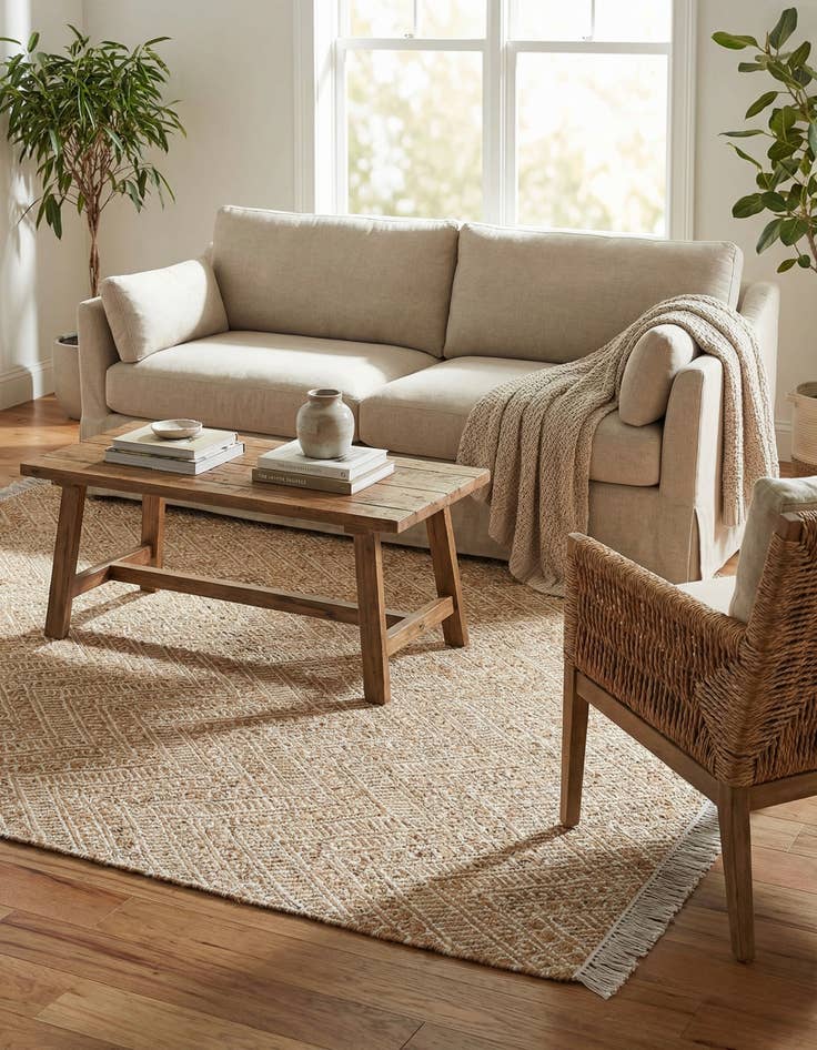 Detail image of 6' 1 x 9'  Hand Braided Jute Rug