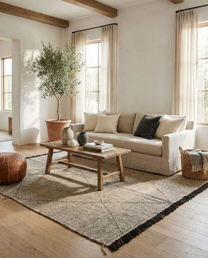 6' x 7' 5 Hand Knotted Moroccan Wool Rug