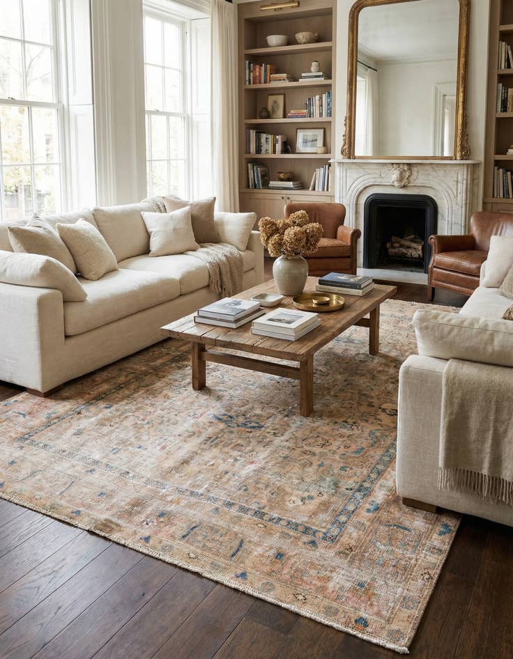 Detail image of 6' 1 x 8' 9  Hand Knotted Ultra Vintage Persian Wool Rug