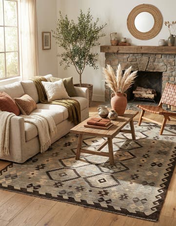 5' x 6' 7 Hand Woven Kilim Maymana Wool Rug
