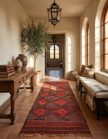 4' x 13' 1 Hand Woven Kilim Fars Wool Runner Rug