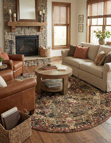 Green Saturn Round Rug