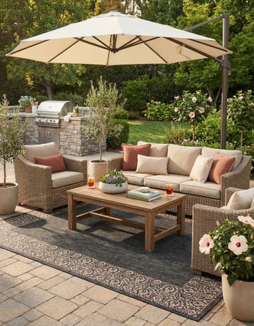 9' x 12' Easy-Clean Border Indoor / Outdoor Rug