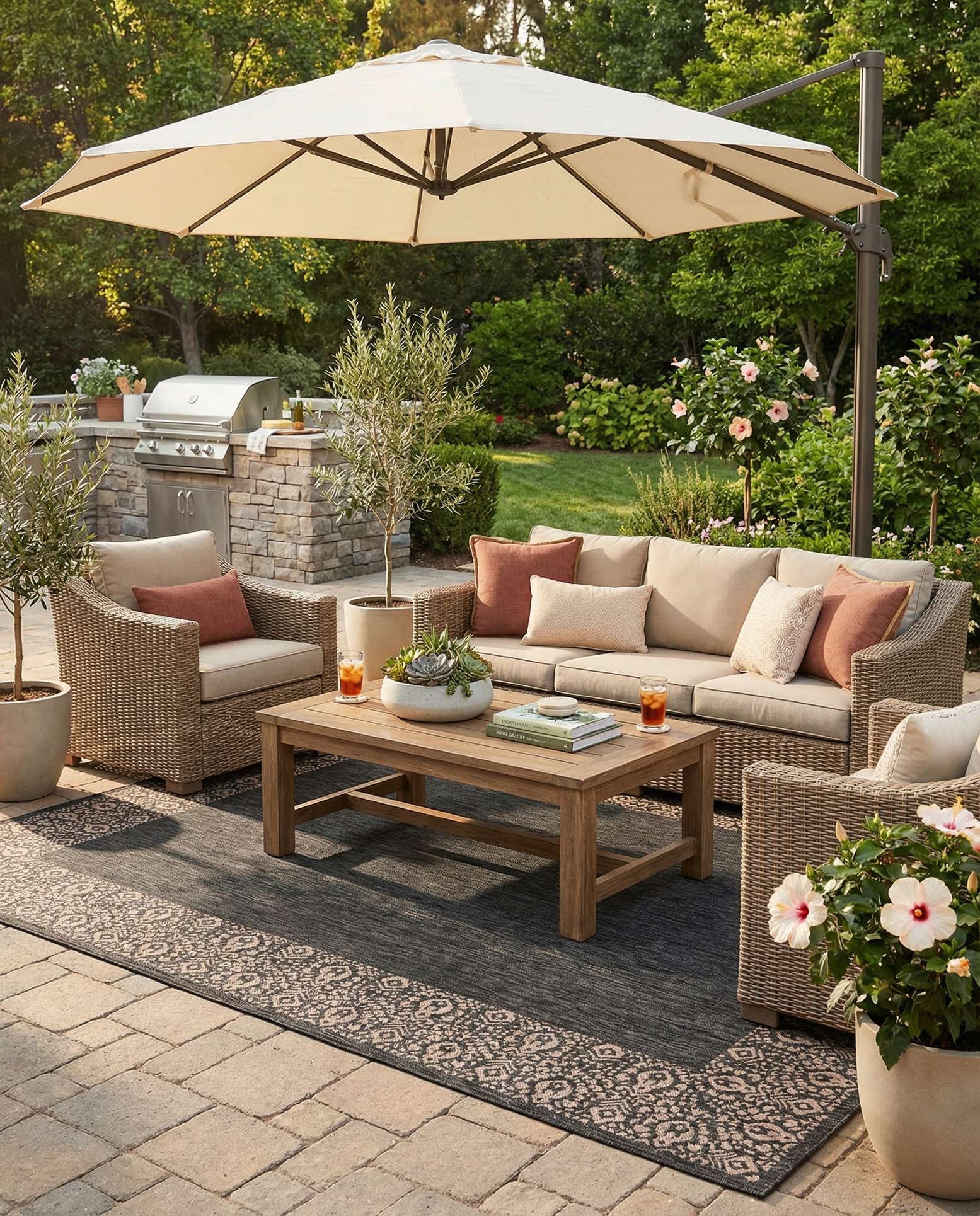 9' x 12' Easy-Clean Border Indoor / Outdoor Rug