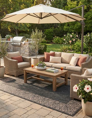 9' x 12' Easy-Clean Border Indoor / Outdoor Rug