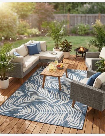 7' 10 x 11' Easy-Clean Botanical Indoor / Outdoor Rug