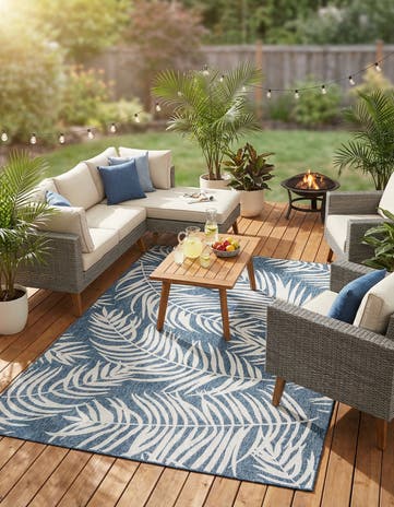 7' 10 x 11' Easy-Clean Botanical Indoor / Outdoor Rug