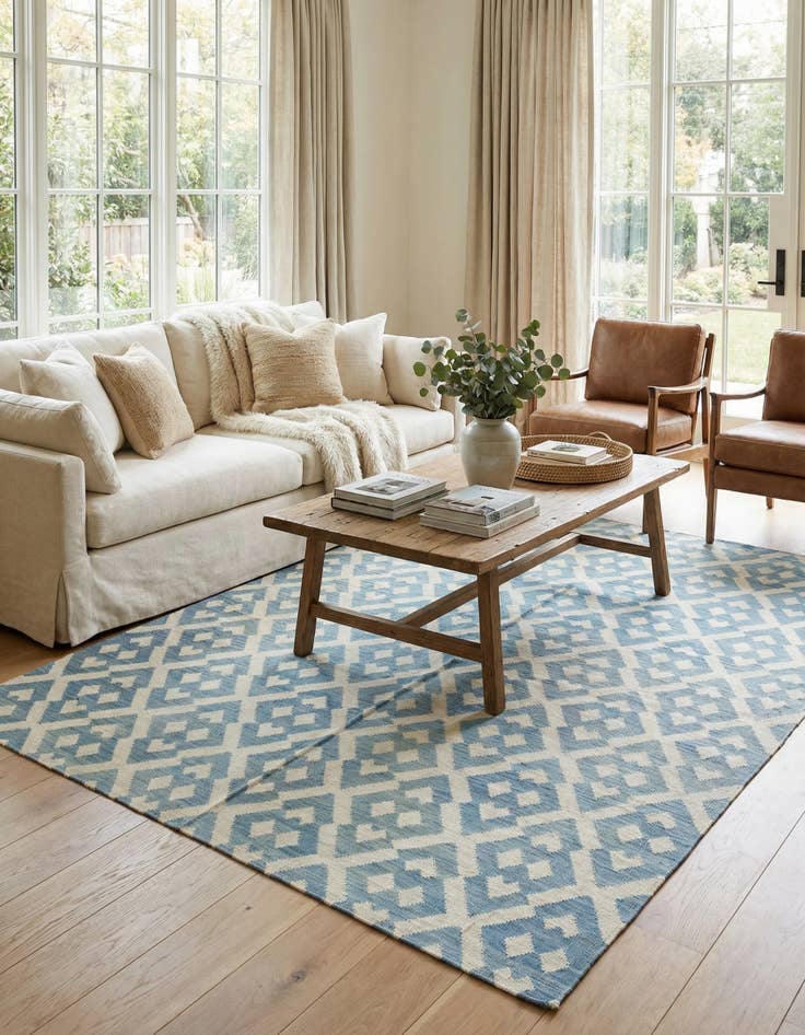 Detail image of  7' x 9' 5  Hand Woven Kilim Modern Wool Rug