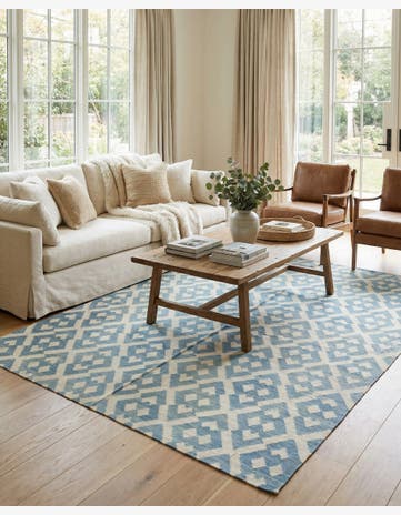 7' x 9' 5 Hand Woven Kilim Modern Wool Rug