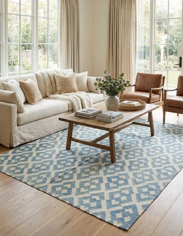 7' x 9' 5 Hand Woven Kilim Modern Wool Rug