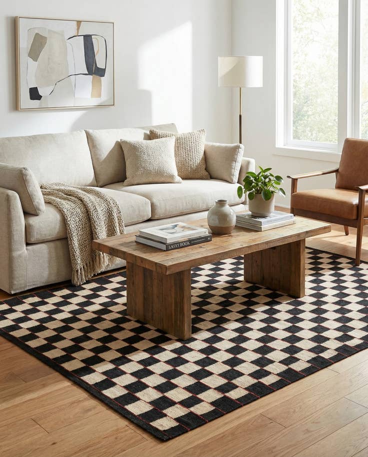 Detail image of 5' 2 x 6' 3 Hand Woven Kilim Modern Wool Rug