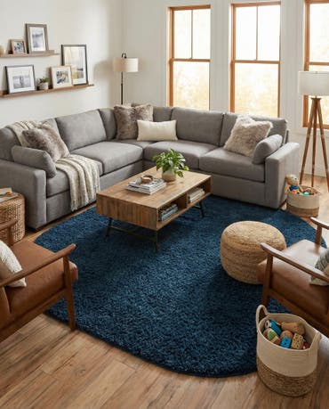  7' 10 x 10' Solid Shag Oval Rug