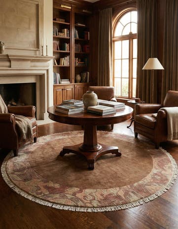 8' x 8' 2 Hand Knotted Tibet Wool Round Rug