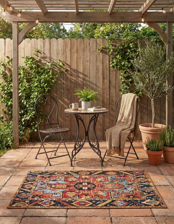 Detail image of 2' x 3'  Washable Traditional Indoor / Outdoor Rug