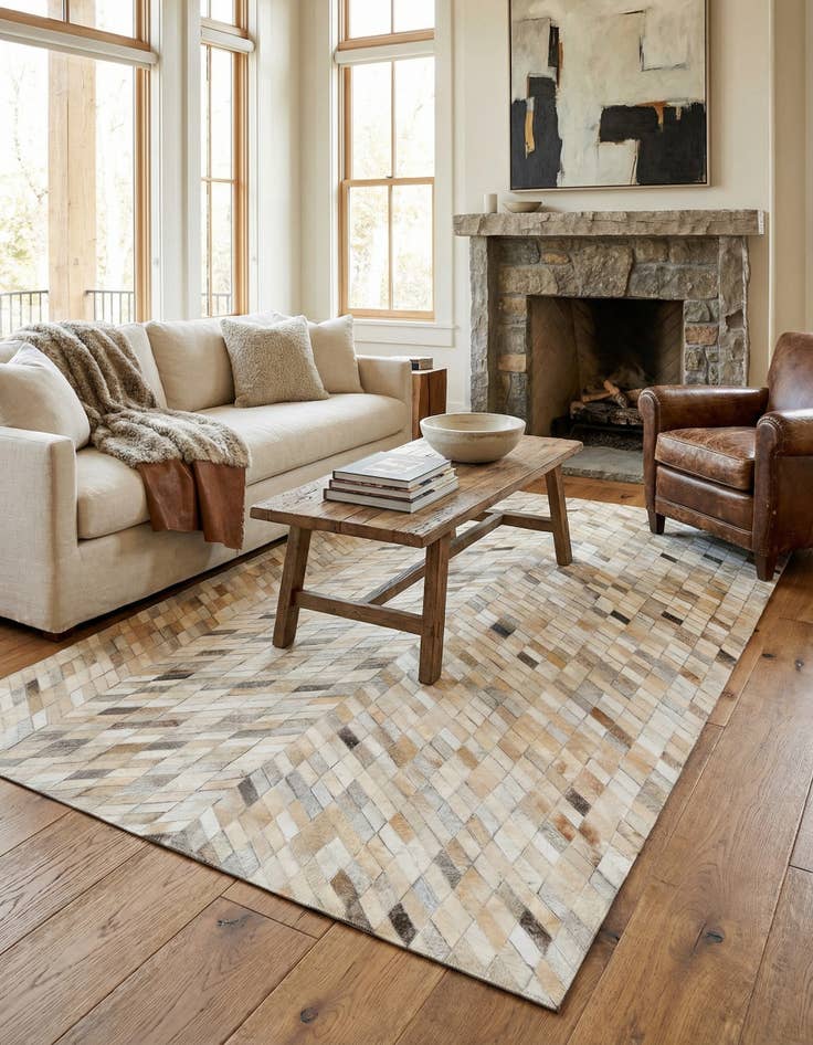 Detail image of  5' x 8' Cowhide Leather Rug