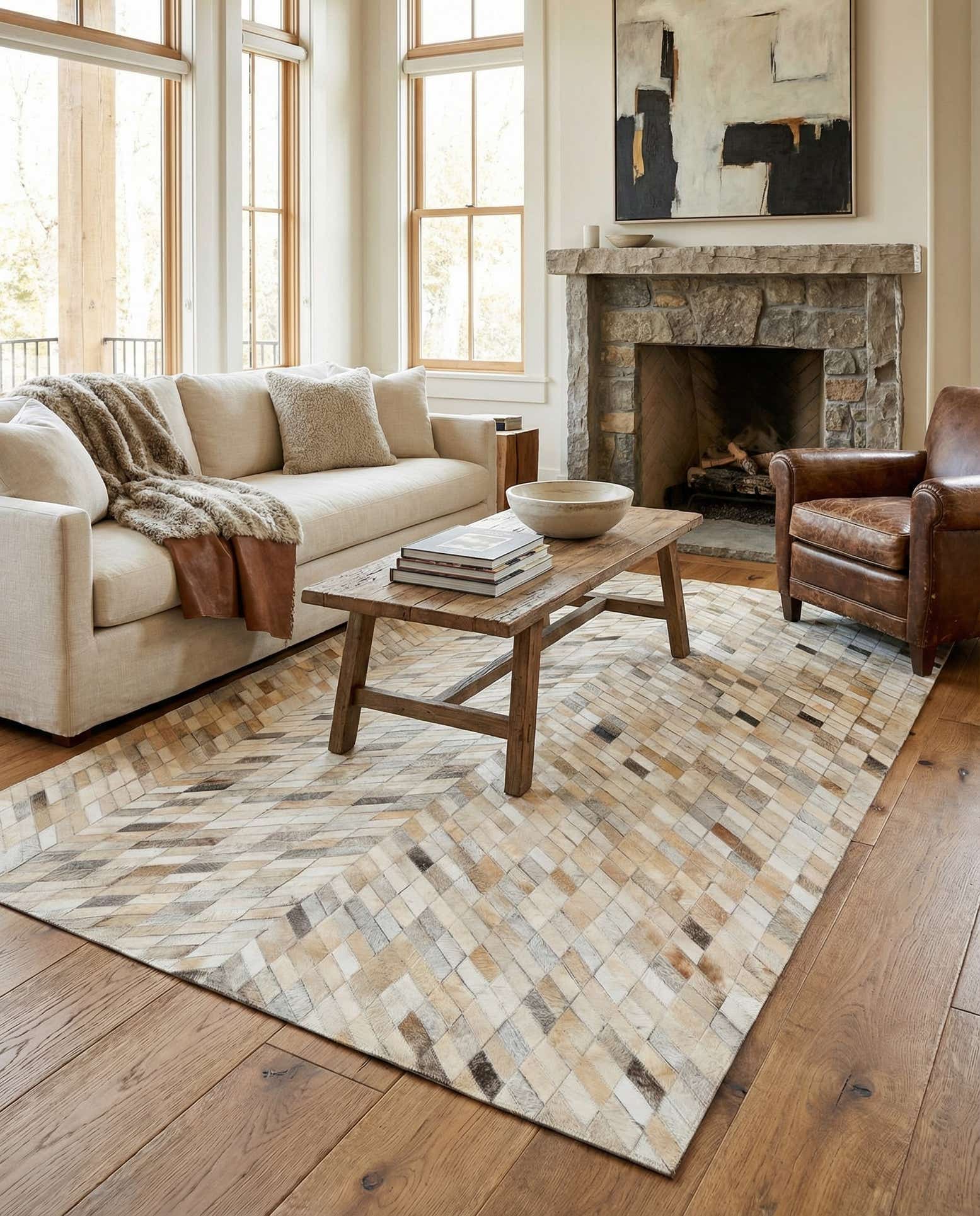 5' x 8' Cowhide Leather Rug