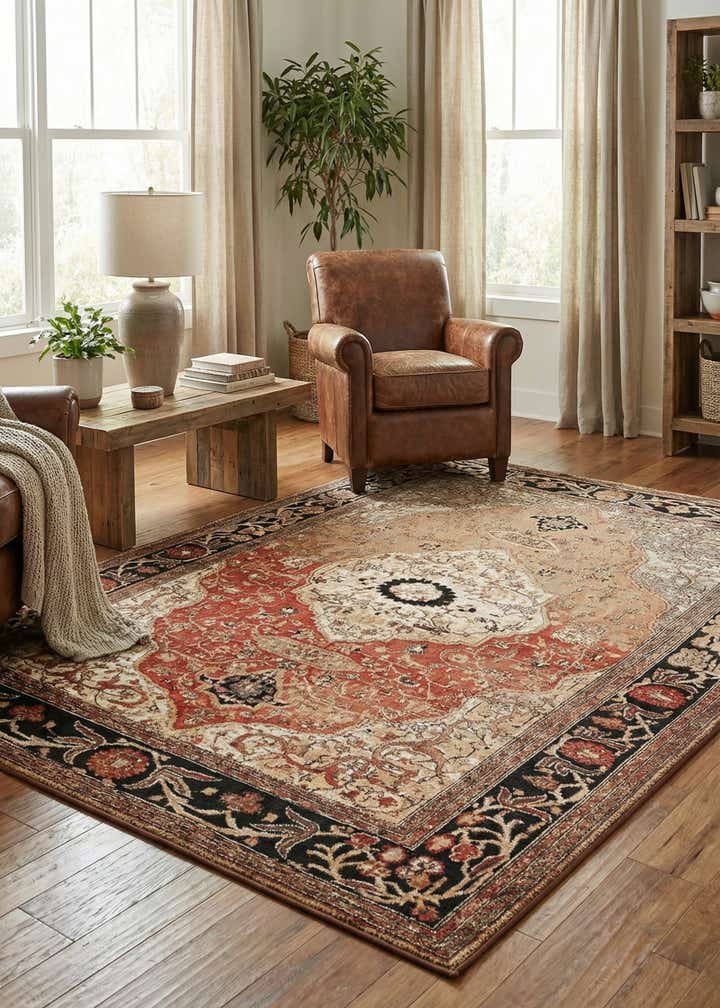 6' x 9' Easy-Clean Traditional Indoor / Outdoor Rug