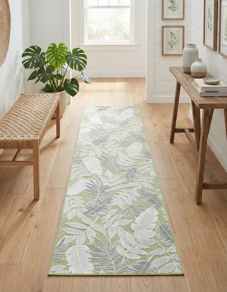 Detail image of 2' 7 x 12'  Washable Botanical Indoor / Outdoor Runner Rug