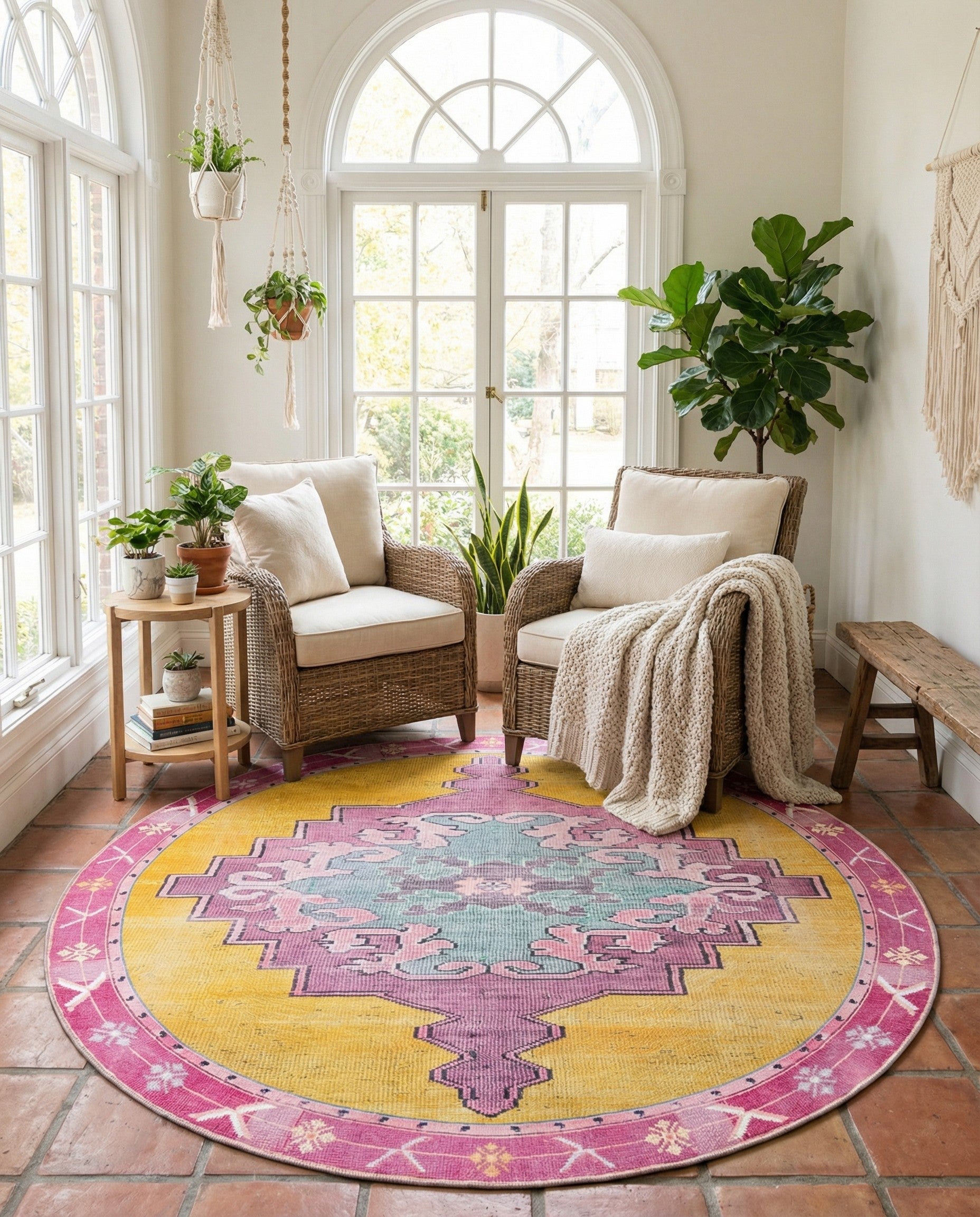 7' 7 x 7' 7 Washable Timeless Round Rug
