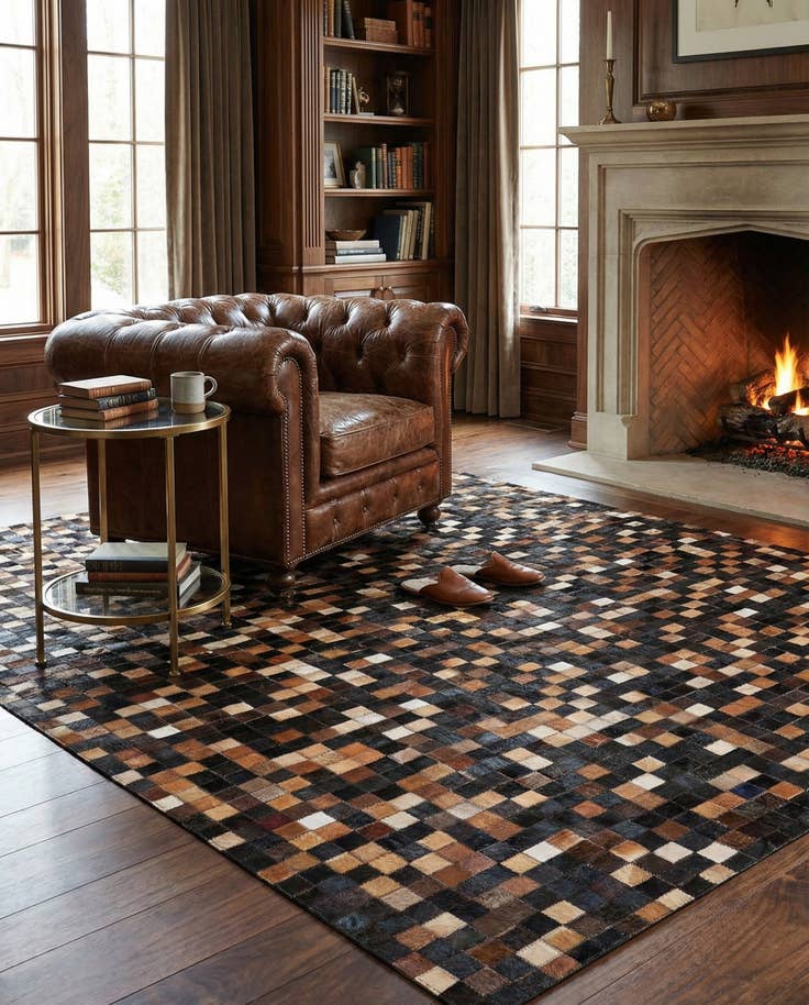 Detail image of 5' x 7' 9 Cowhide Leather Rug