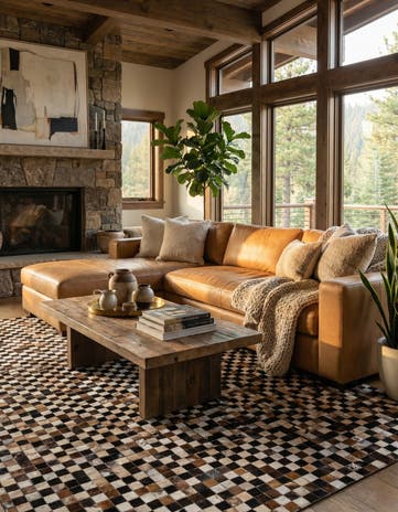 8' x 9' 10 Cowhide Leather Rug