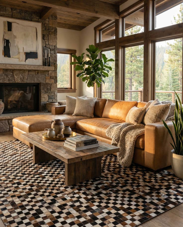 Detail image of 8' x 9' 10 Cowhide Leather Rug