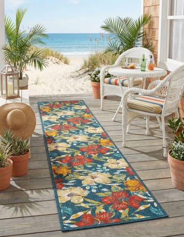 2' 7 x 16' Easy-Clean Coastal Indoor / Outdoor Runner Rug