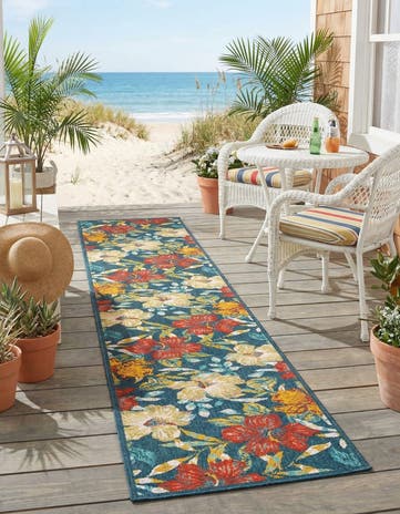 2' 7 x 16' Easy-Clean Coastal Indoor / Outdoor Runner Rug
