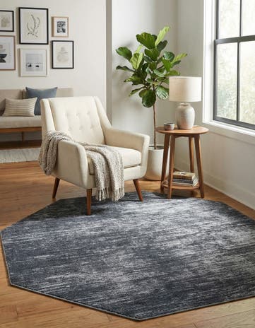 Black Asha Octagon Rug